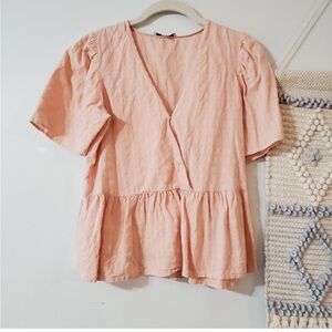 Madewell Crossover Peplum Top Light Pink